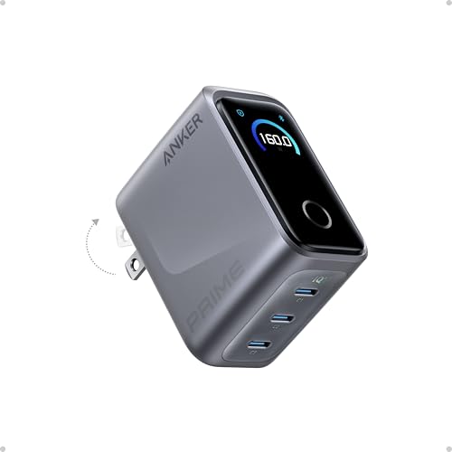 160W 3-Port GaN USB-C Charger with Smart Display Control