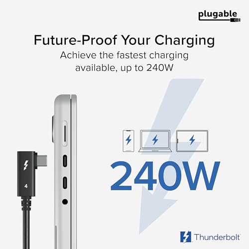 Right Angle Thunderbolt 4 USB-C Cable with 240W Charging and 40Gbps Data Transfer