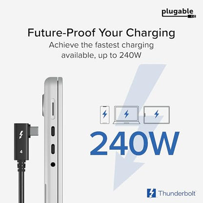 Right Angle Thunderbolt 4 USB-C Cable with 240W Charging and 40Gbps Data Transfer
