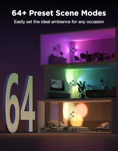 Govee Tree Floor Lamp Compatible with Matter, 3 Rotatable Lights with LuminBlend Technology, Standing Lamp with 64 Dynamic Scenes, Music Sync, Ideal Floor Lamp for Living Room, Bedroom, Office