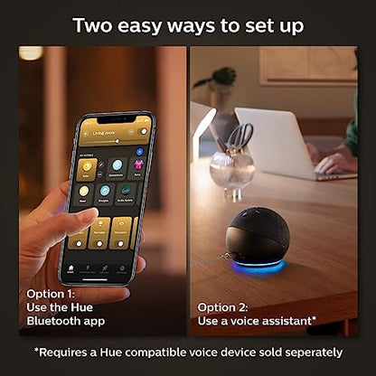 Philips Hue Smart Light Starter Kit - Includes (1) Bridge and (4) 75W A19 E26 LED Smart White and Color Ambiance Bulbs - Control with App - Compatible with Alexa, Google Assistant, and Apple HomeKit