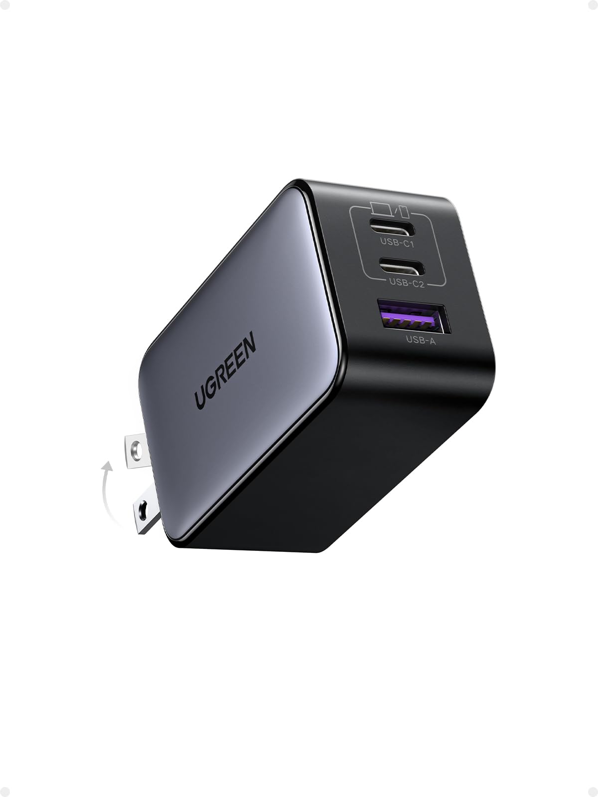 65W 3-Port GaN USB-C Charger with Foldable Compact Design