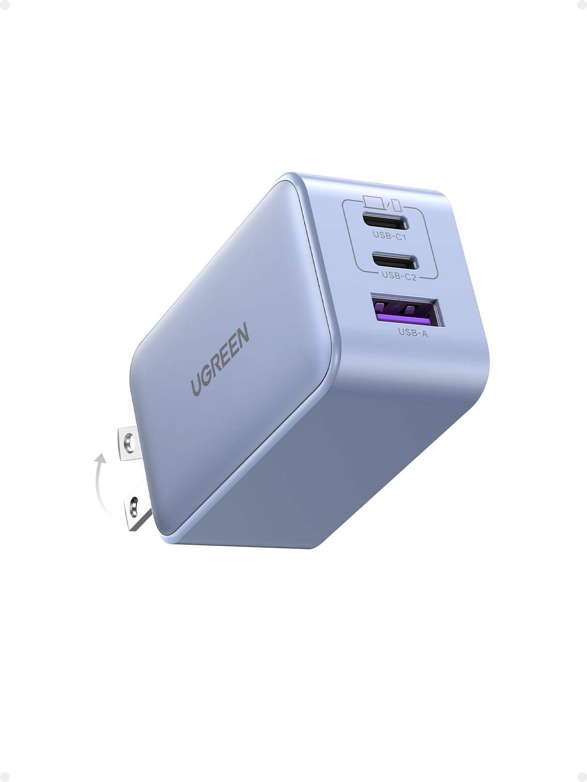 65W 3-Port GaN USB-C Charger with Foldable Compact Design