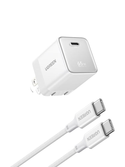 65W GaN USB-C Charger with Foldable Design and Fast Charging Cable