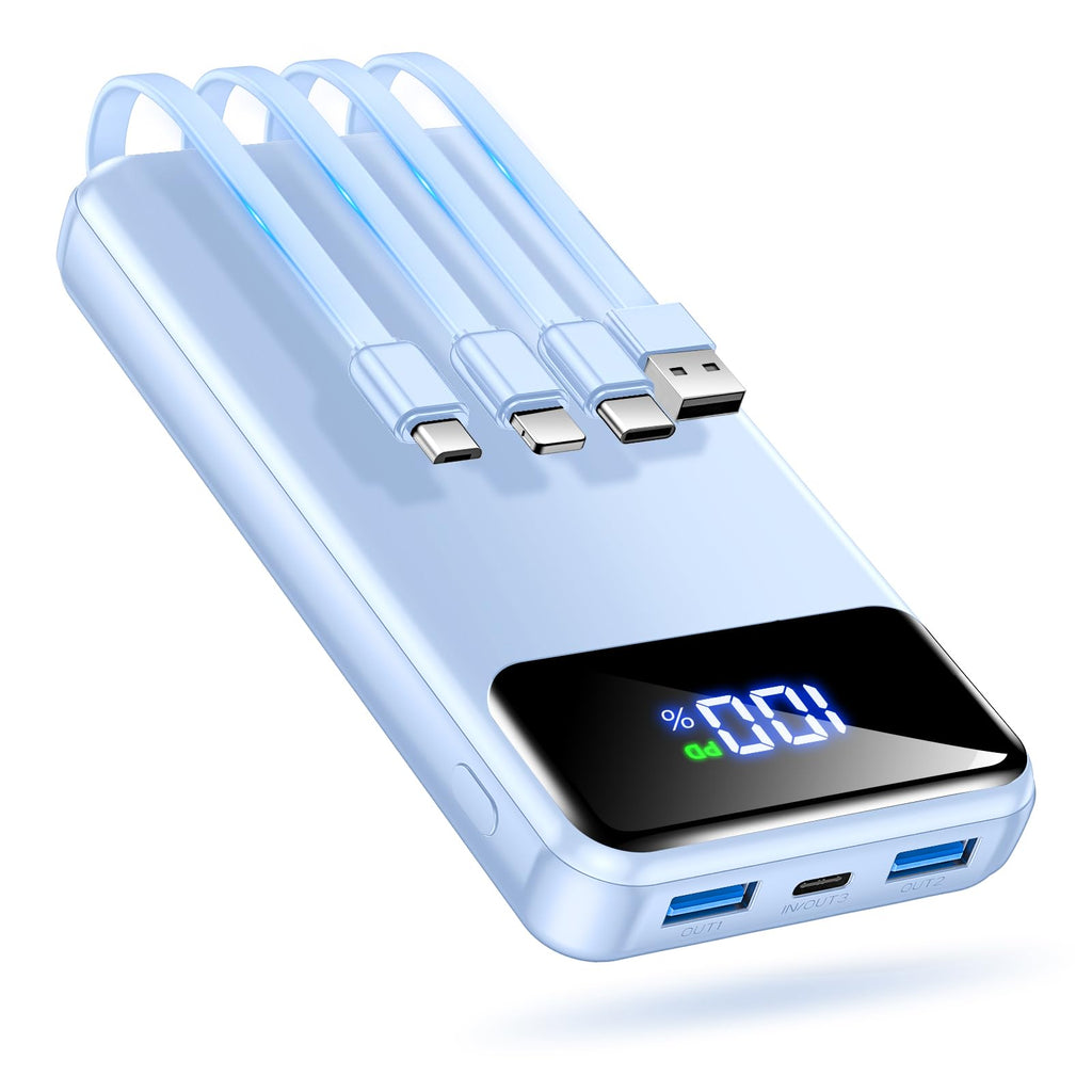 50000mAh Portable Power Bank with Built-In Cables and Fast Charging