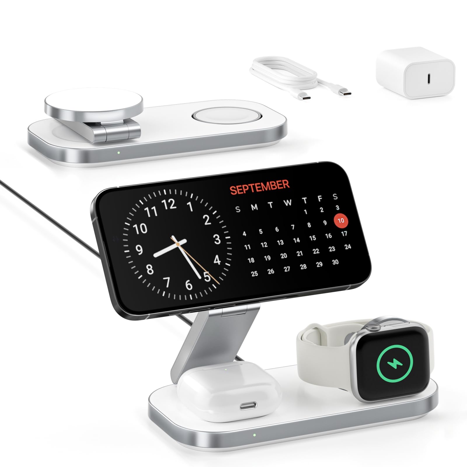 Foldable 3-in-1 Magnetic Wireless Charging Station for Apple Devices
