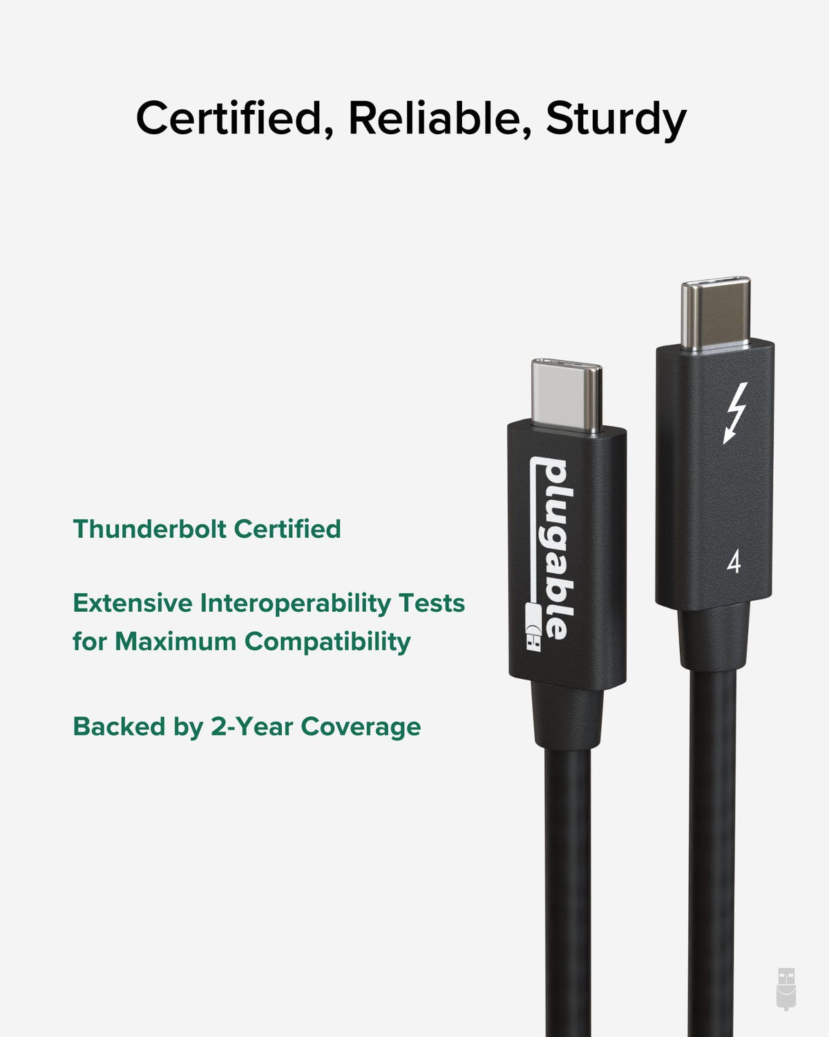 Thunderbolt 4 USB-C Cable with 100W Charging and 40Gbps Data Transfer