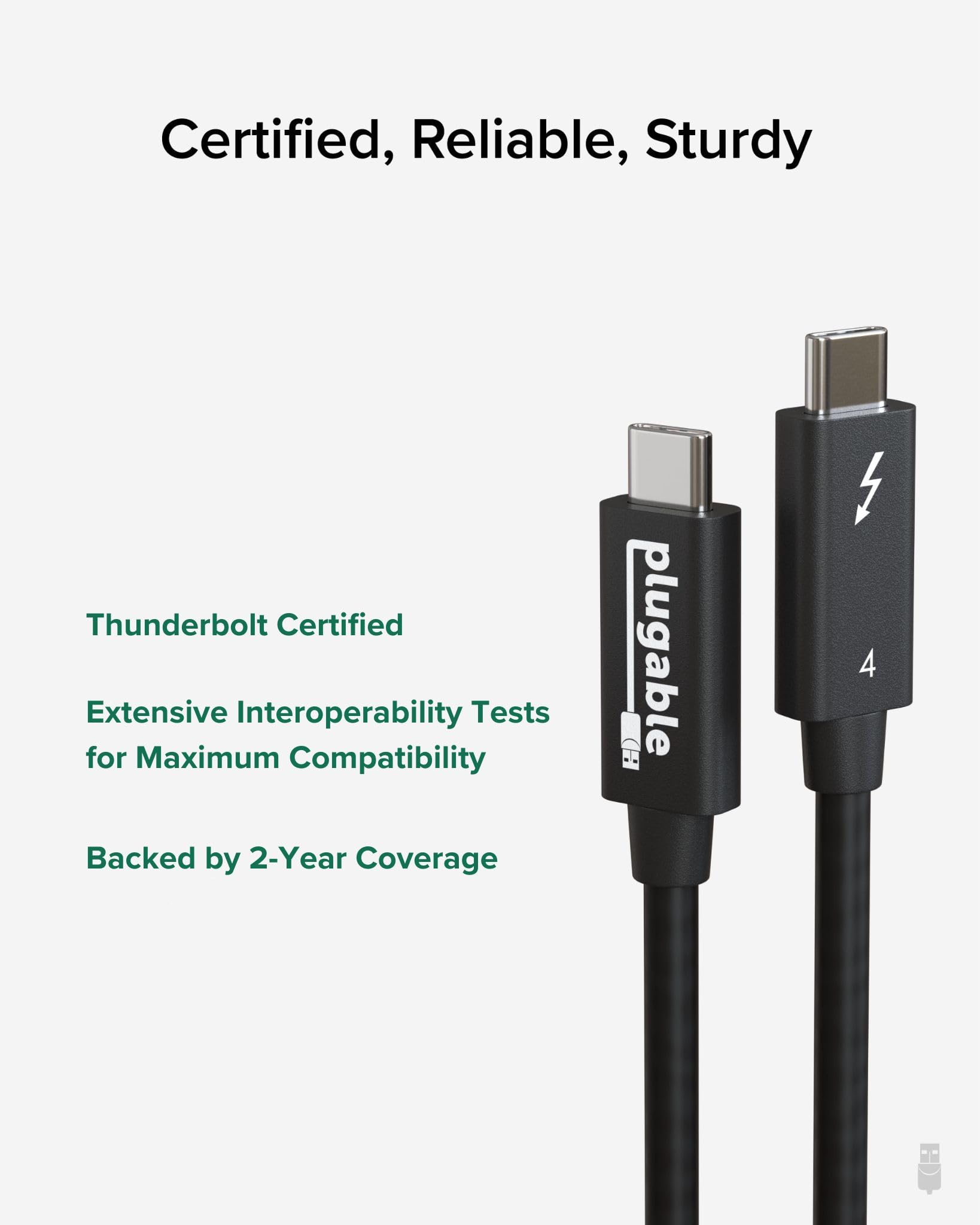 Thunderbolt 4 USB-C Cable with 100W Charging and 40Gbps Data Transfer