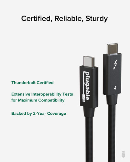 Thunderbolt 4 USB-C Cable with 100W Charging and 40Gbps Data Transfer
