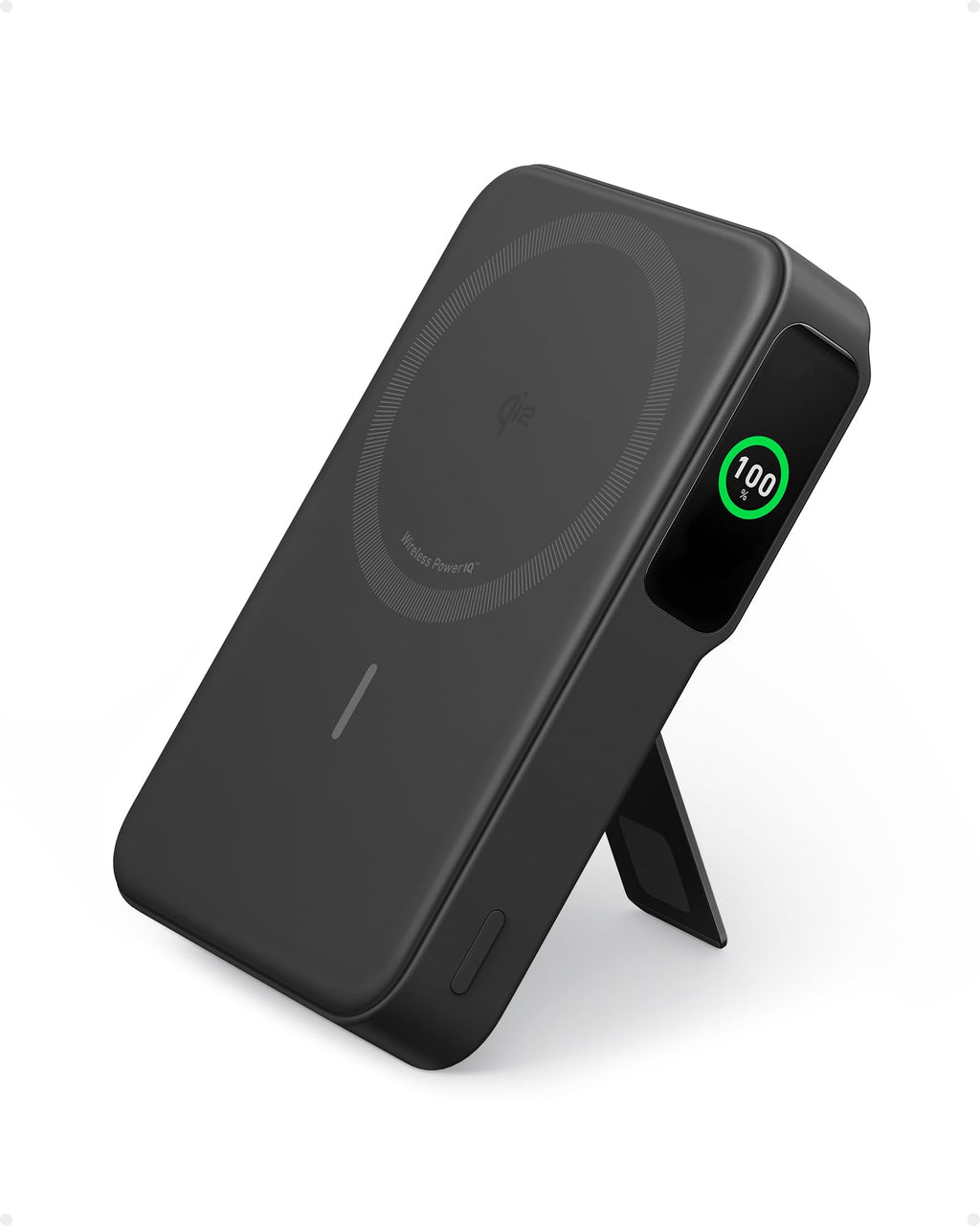 10000mAh Qi2 Wireless Power Bank with Smart Display and Foldable Stand