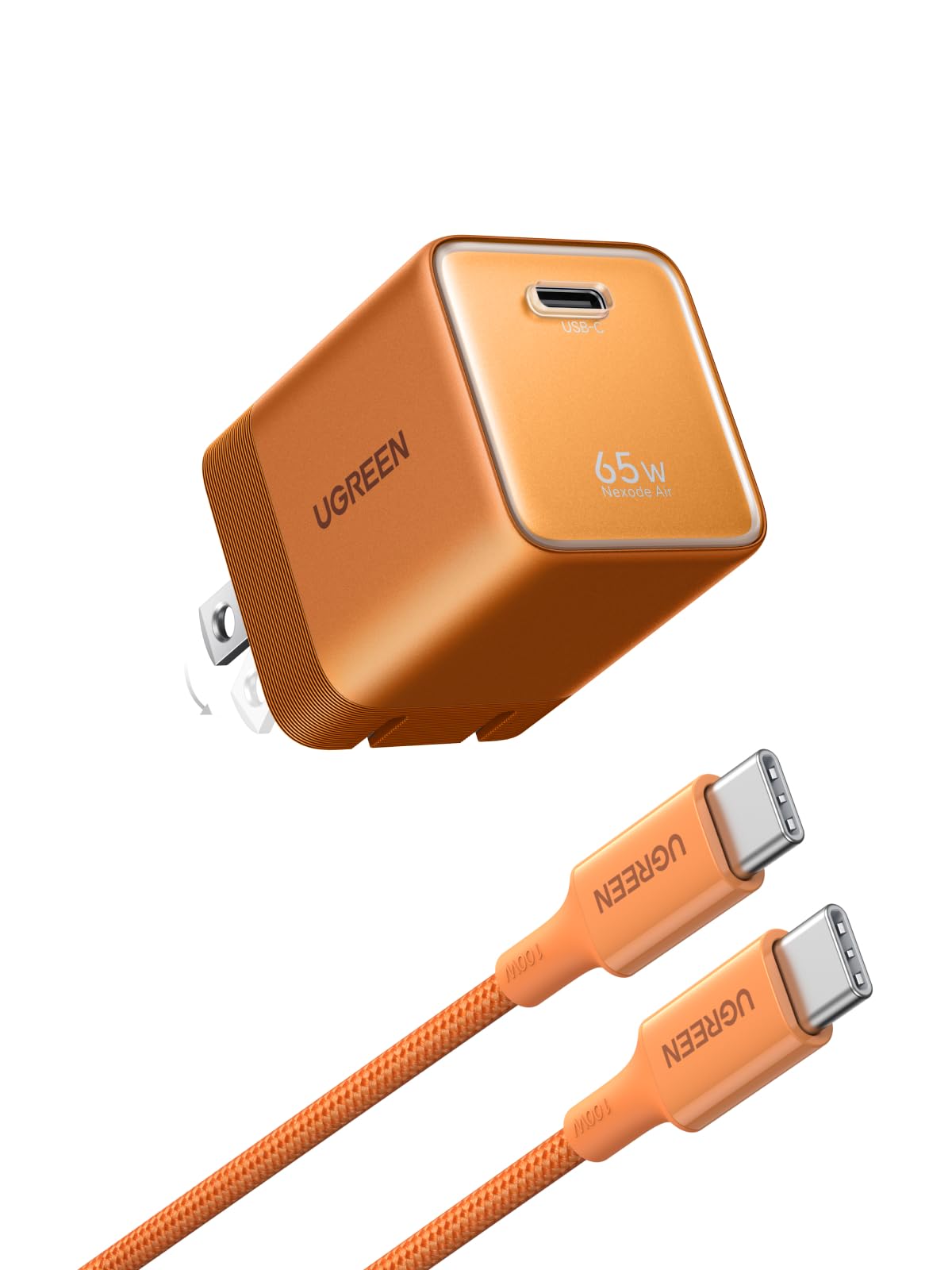 65W GaN USB-C Charger with Foldable Design and Fast Charging Cable
