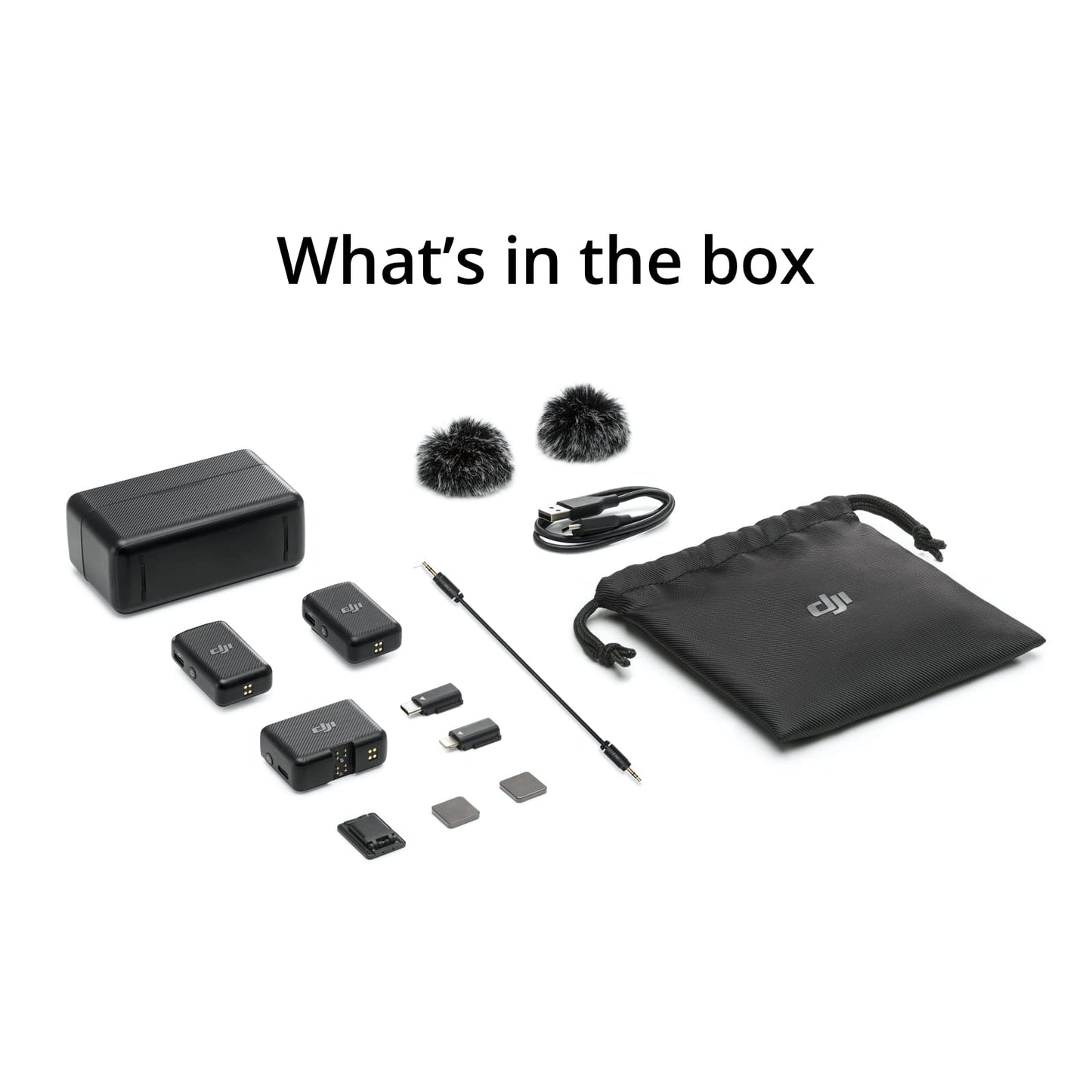 Wireless Lavalier Microphone System with 2 Transmitters, Receiver and Charging Case