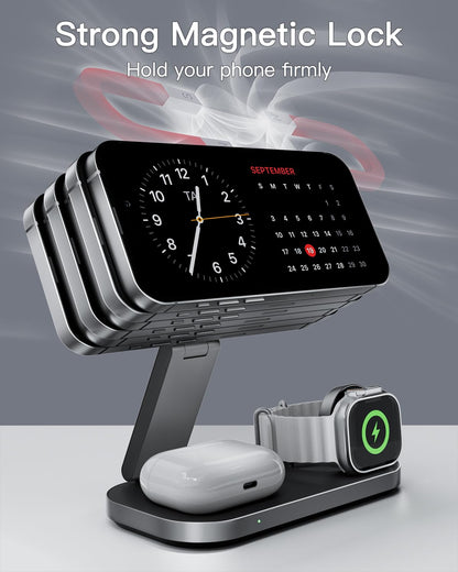 Foldable 3-in-1 Magnetic Wireless Charging Station for Apple Devices