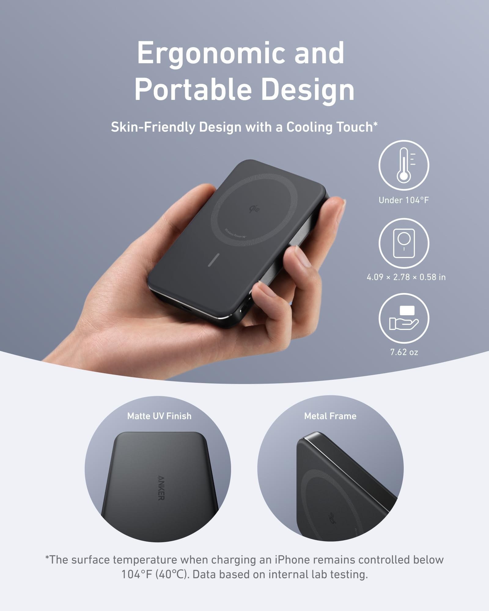 10000mAh Qi2 Magnetic Power Bank with 15W Wireless Charging Support