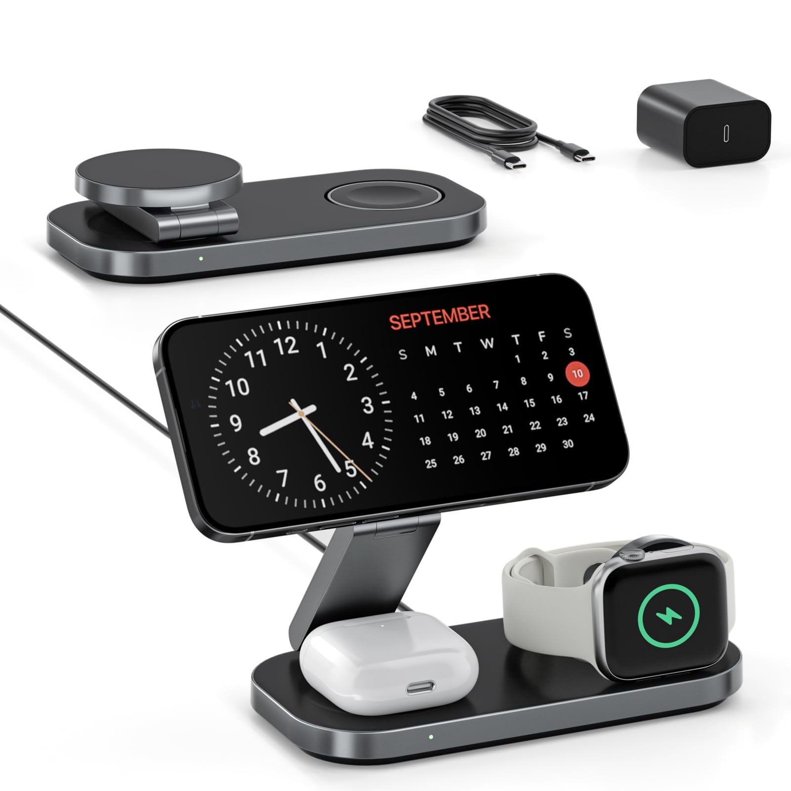 Foldable 3-in-1 Magnetic Wireless Charging Station for Apple Devices