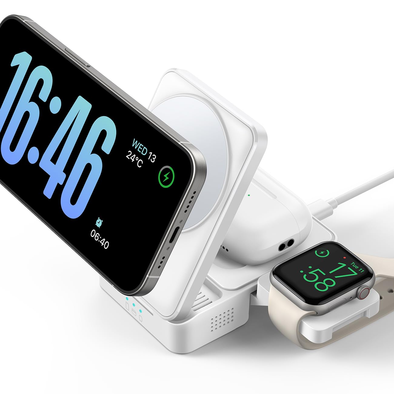 Foldable 3-in-1 Magnetic Wireless Charging Station with Cooling Support