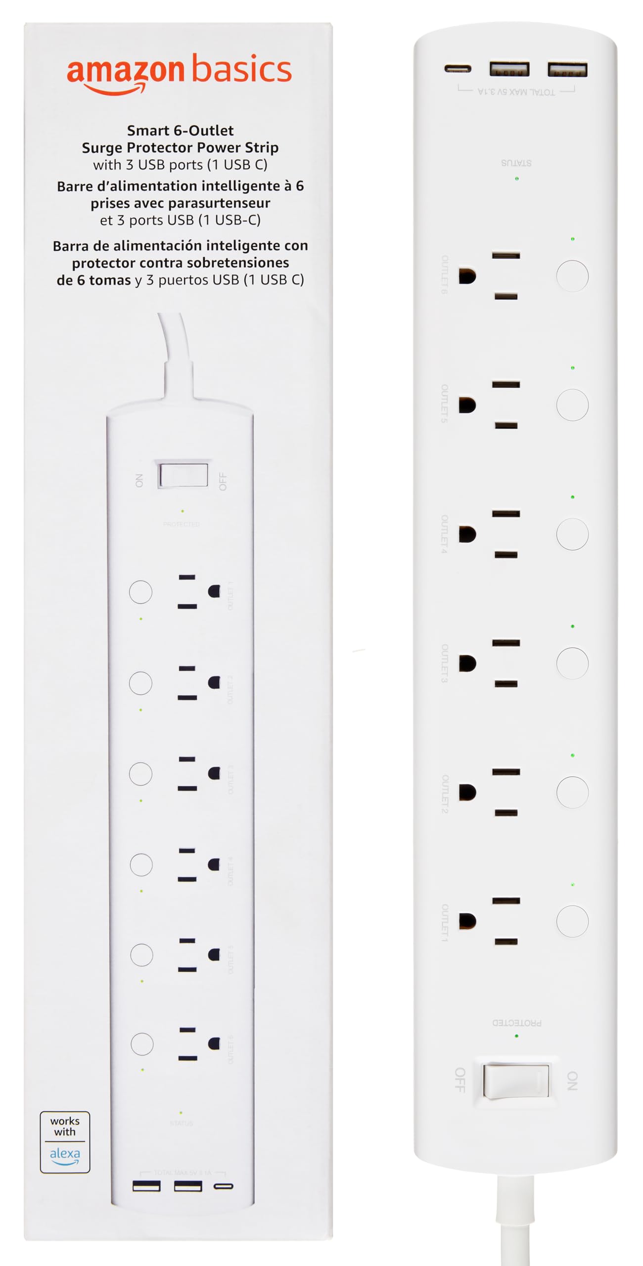 Smart Wi-Fi Power Strip with App Control and Multiple Outlets
