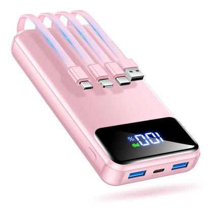 50000mAh Portable Power Bank with Built-In Cables and Fast Charging