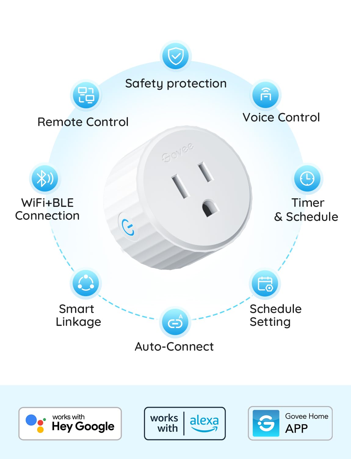 Mini Smart Wi-Fi Plug with Timer Function and Voice Control Support