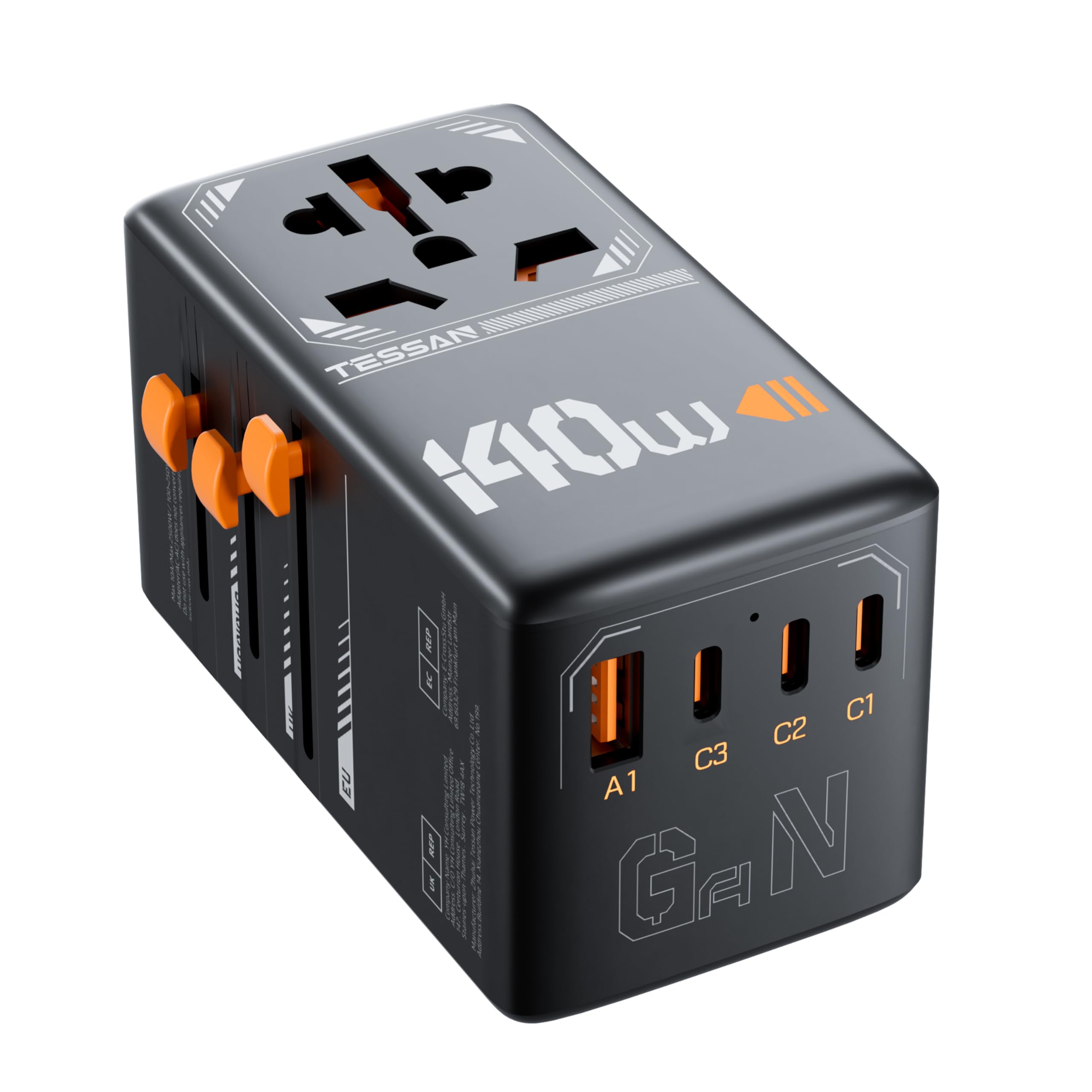 Tessan Universal Travel Adapter Type C/G/A/I 1 4 powerconverter