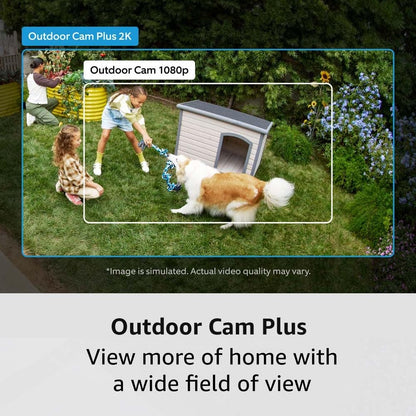 Ring Outdoor Cam Plus, Battery, White with Ring Indoor Cam (2nd Gen), White