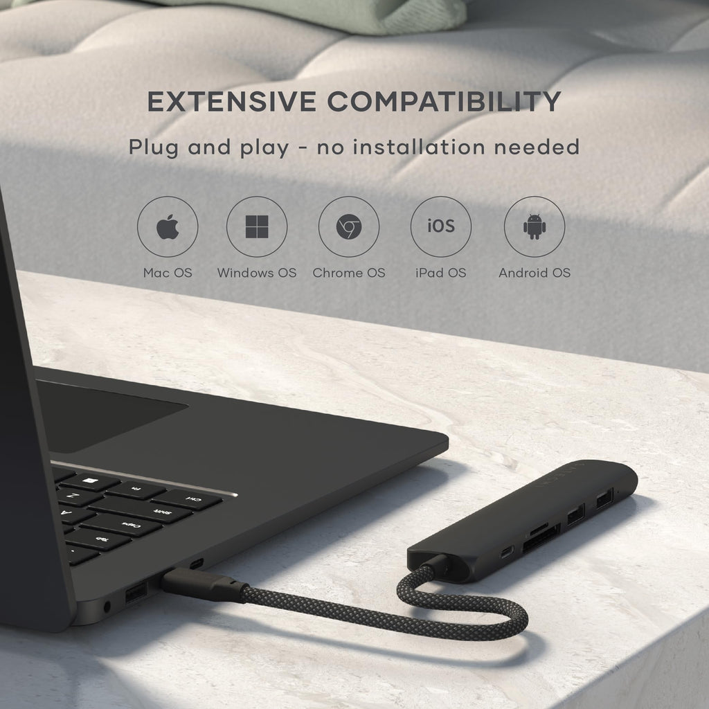 6-in-1 USB-C Hub with 4K HDMI, 100W PD Charging and USB Ports