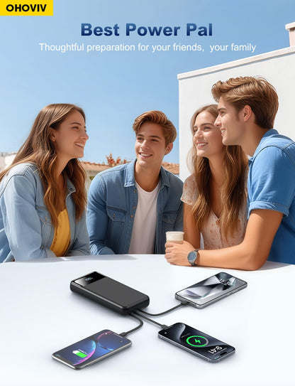 50000mAh Portable Power Bank with Built-In Cables and Fast Charging