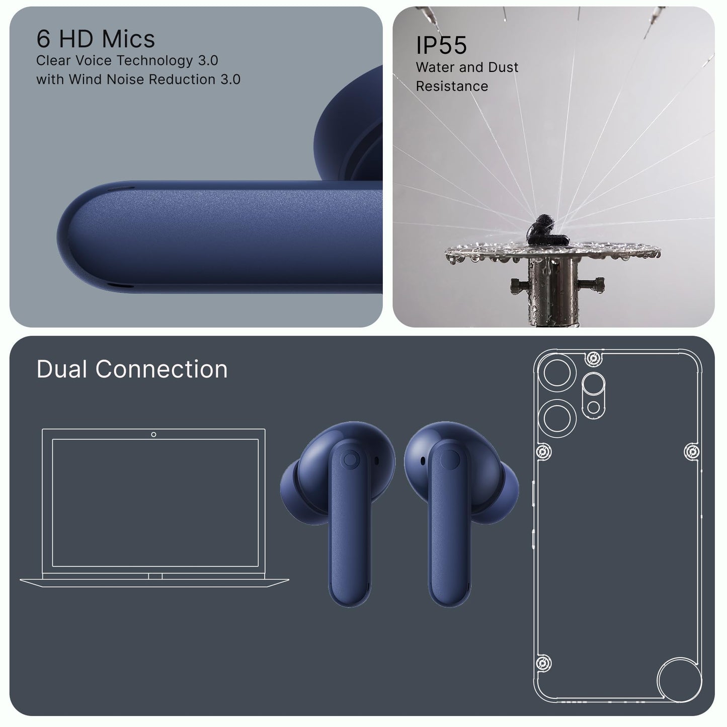 Wireless Earbuds with Adaptive Noise Cancellation and Hi-Res Audio Support