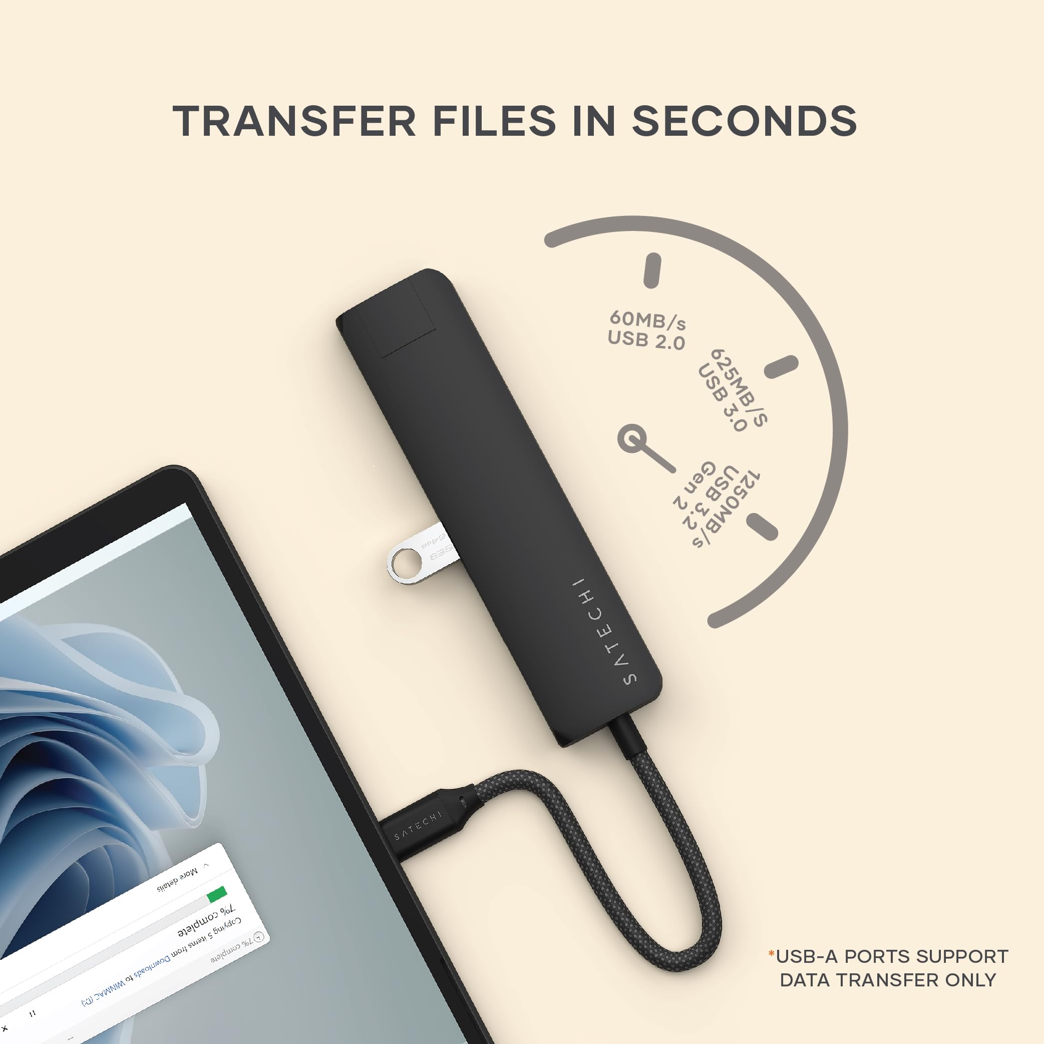 USB-C Slim Multiport Adapter with 4K HDMI, Ethernet and 60W PD Charging