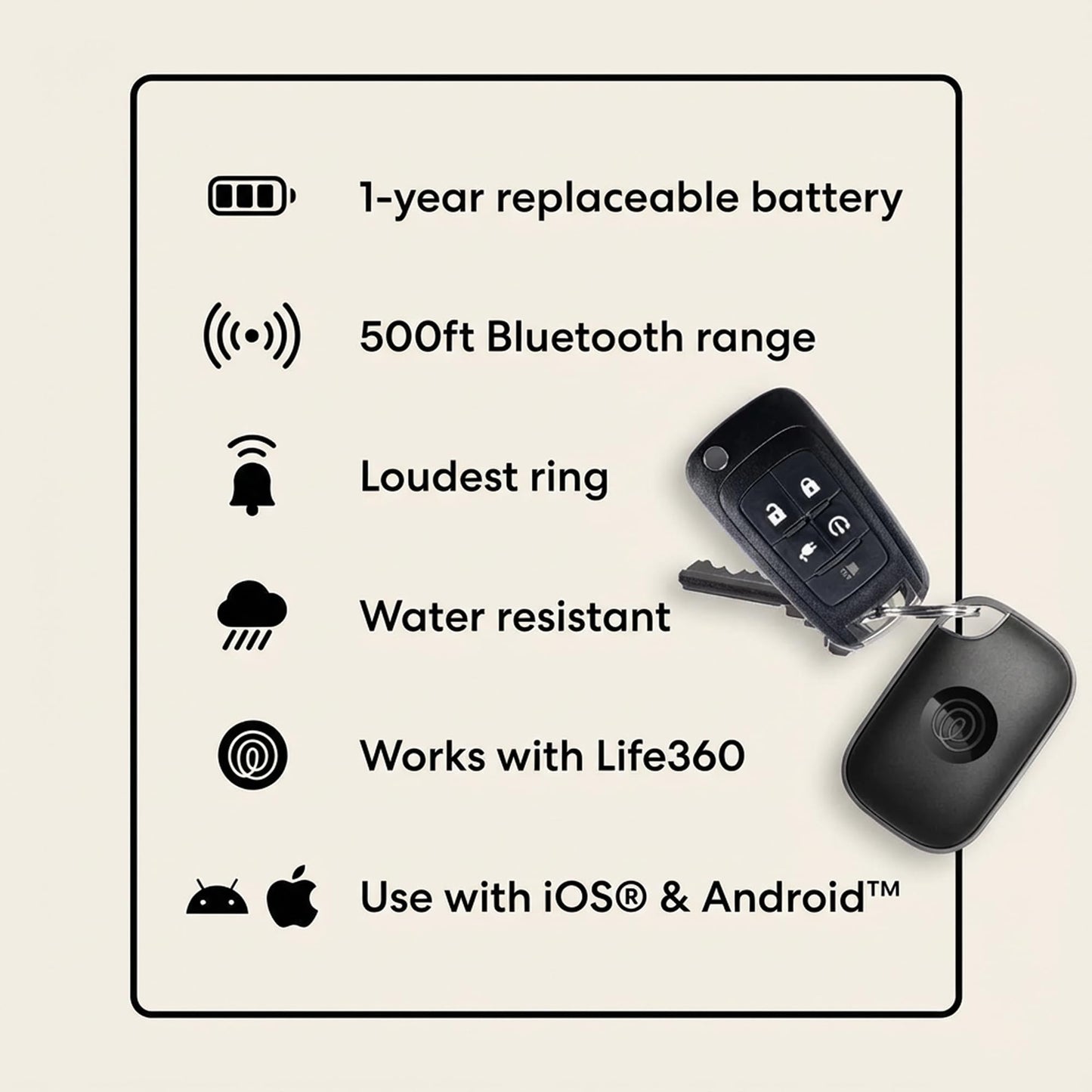 Bluetooth Tracker with Long Range Item Finder and Location Alerts for iOS & Android
