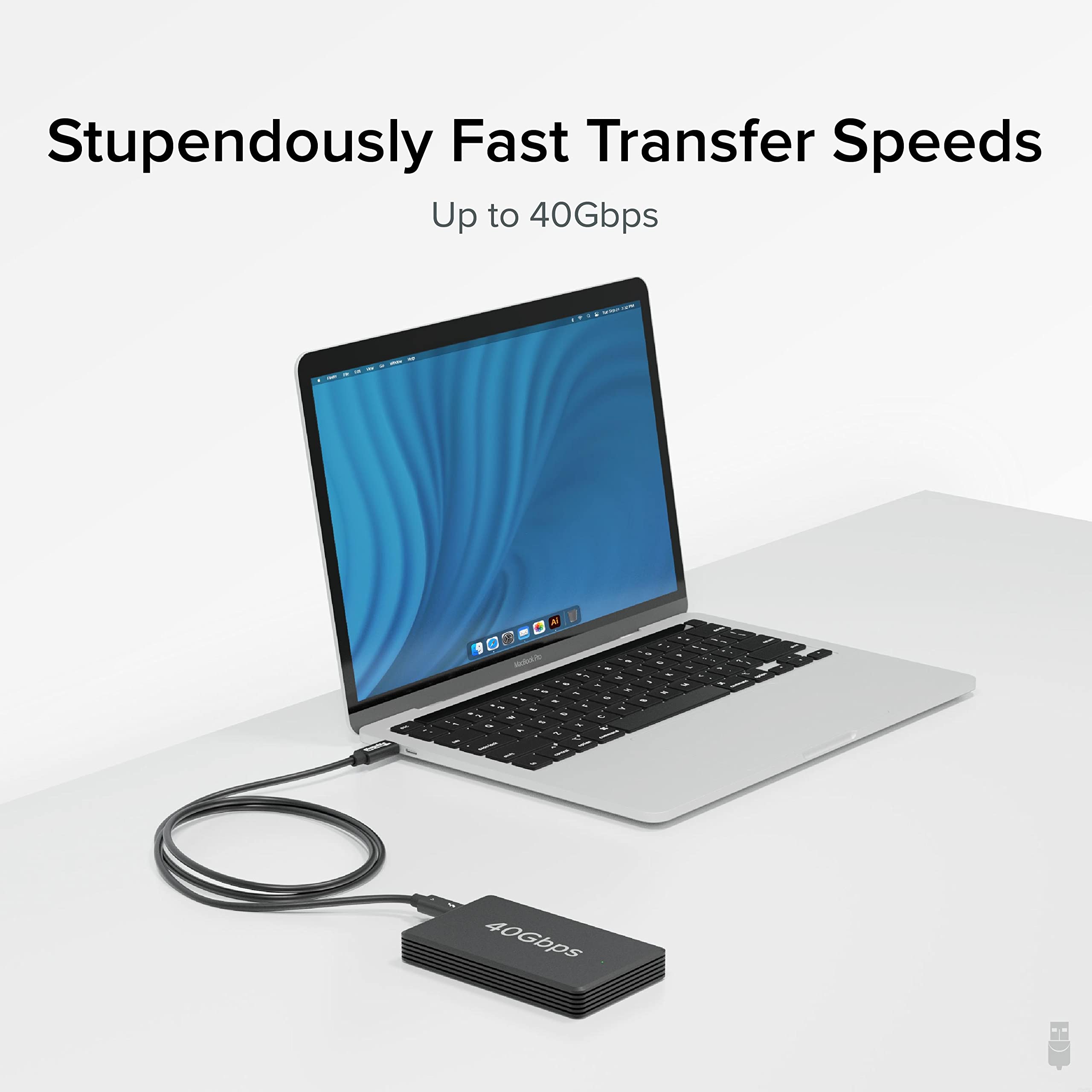 Thunderbolt 4 USB-C Cable with 240W Charging and 40Gbps Data Transfer