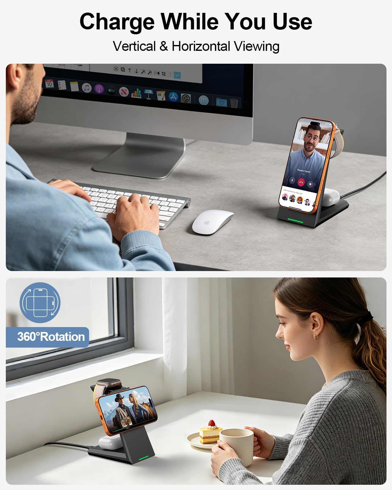 3-in-1 Magnetic Wireless Charging Station with 15W Fast Charging