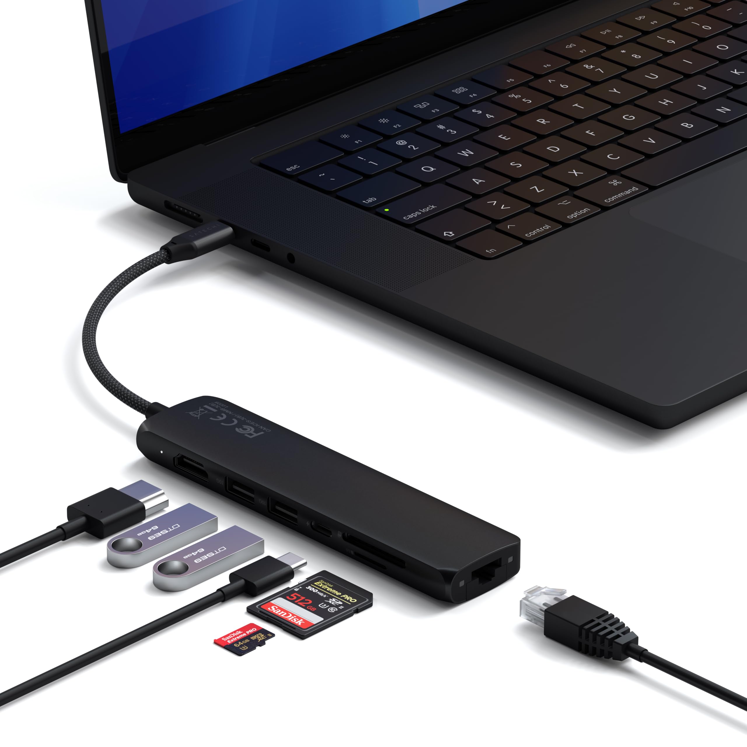 USB-C Slim Multiport Adapter with 4K HDMI, Ethernet and 60W PD Charging
