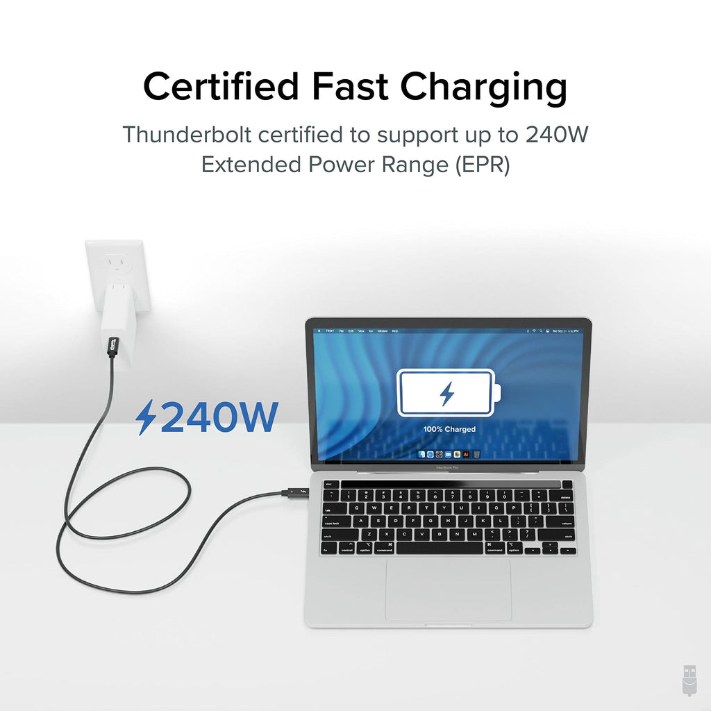 Thunderbolt 4 USB-C Cable with 240W Charging and 40Gbps Data Transfer