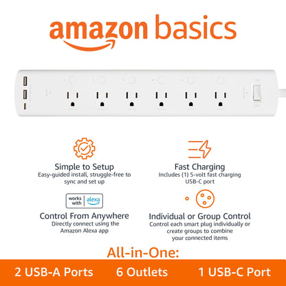 Smart Wi-Fi Power Strip with App Control and Multiple Outlets