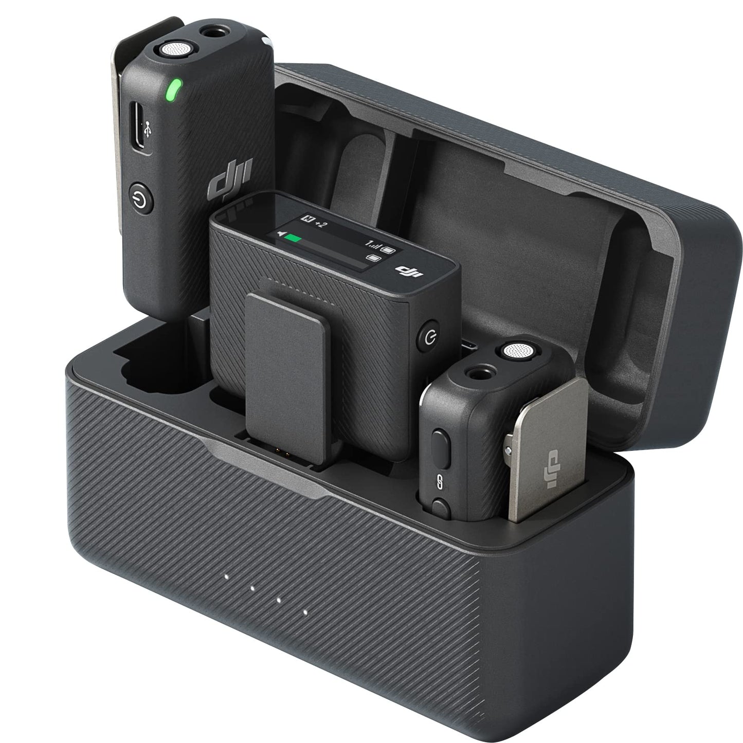 Wireless Lavalier Microphone System with 2 Transmitters, Receiver and Charging Case