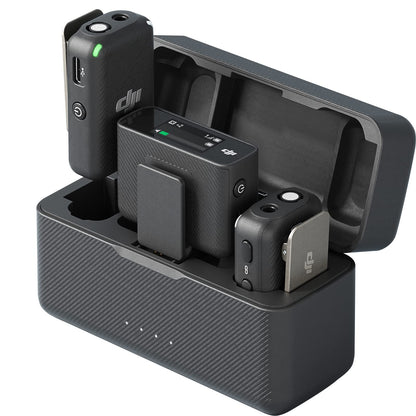 Wireless Lavalier Microphone System with 2 Transmitters, Receiver and Charging Case