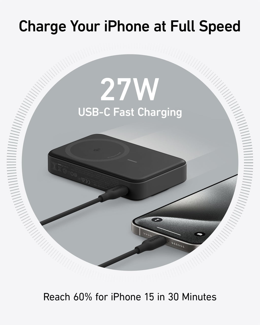 10000mAh Qi2 Wireless Power Bank with Smart Display and Foldable Stand