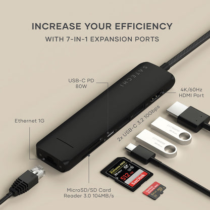 USB-C Slim Multiport Adapter with 4K HDMI, Ethernet and 60W PD Charging