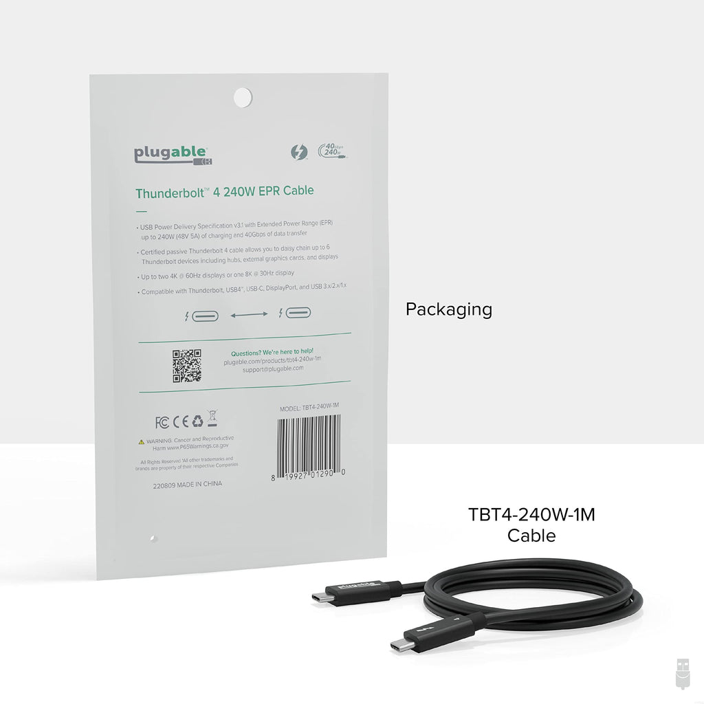 Thunderbolt 4 USB-C Cable with 240W Charging and 40Gbps Data Transfer