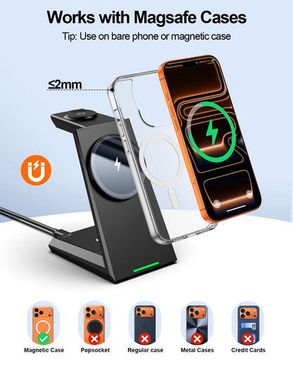 3-in-1 Magnetic Wireless Charging Station with 15W Fast Charging