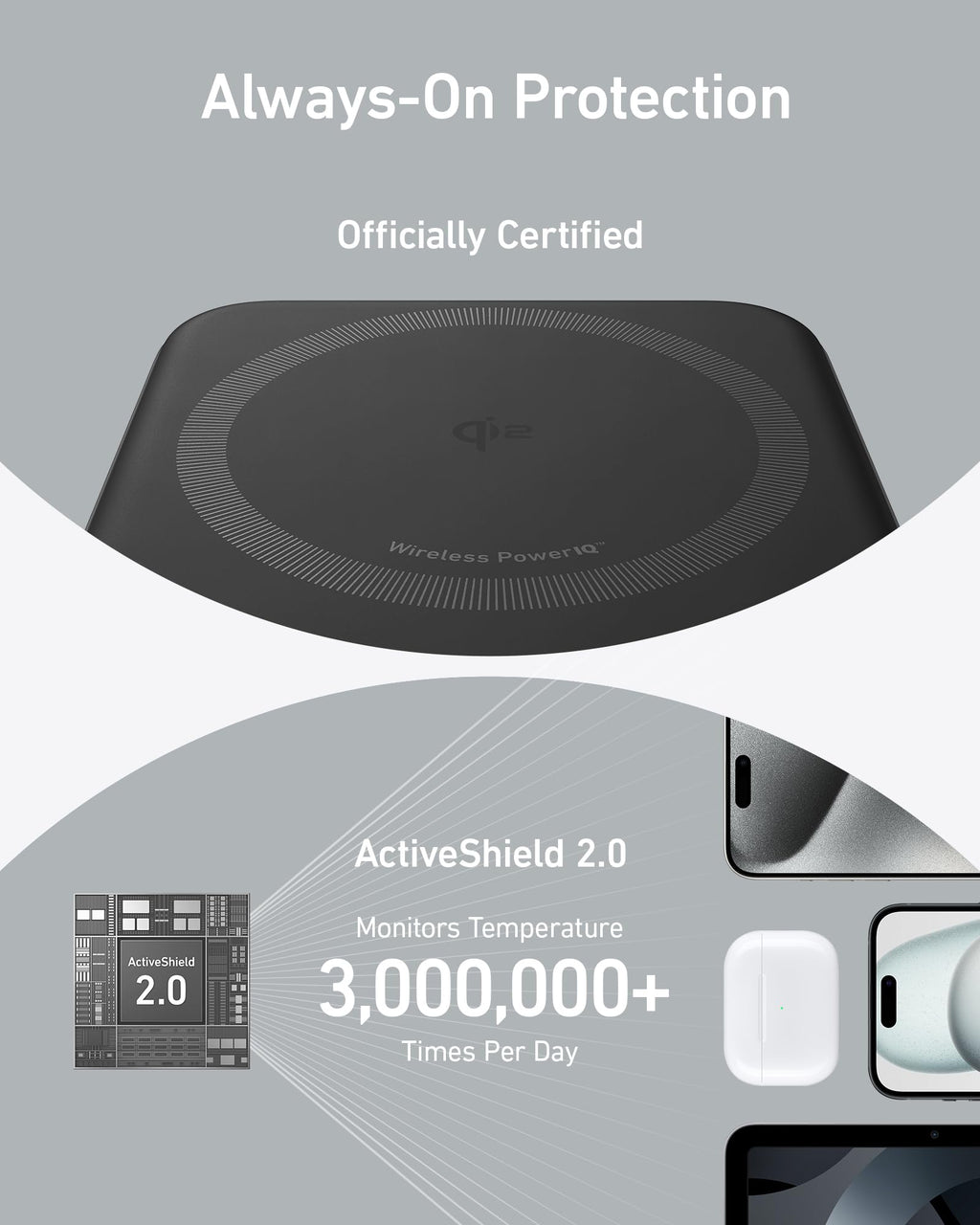 10000mAh Qi2 Wireless Power Bank with Smart Display and Foldable Stand