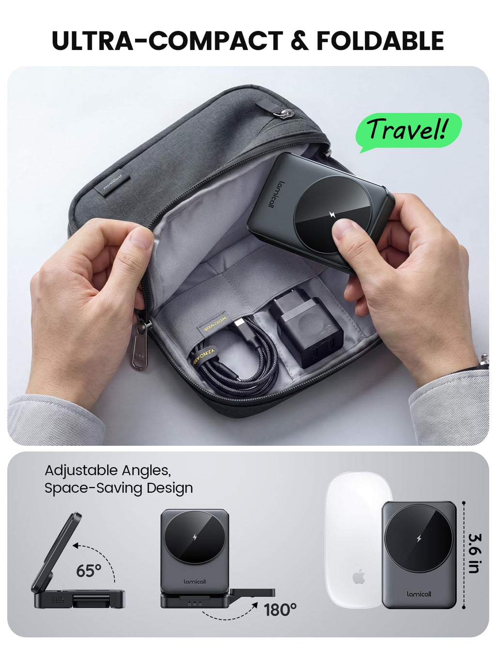Foldable 3-in-1 Magnetic Wireless Charging Station with Cooling Support