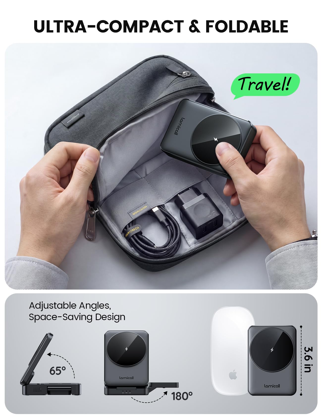Foldable 3-in-1 Magnetic Wireless Charging Station with Cooling Support