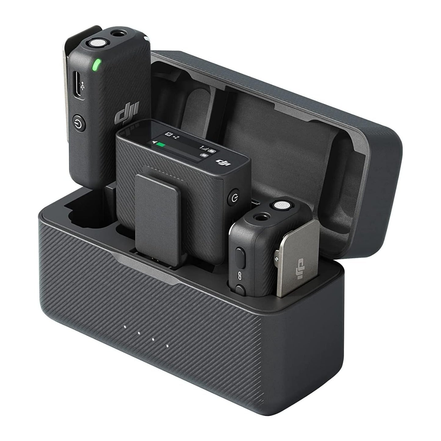 Wireless Lavalier Microphone System with 2 Transmitters, Receiver and Charging Case