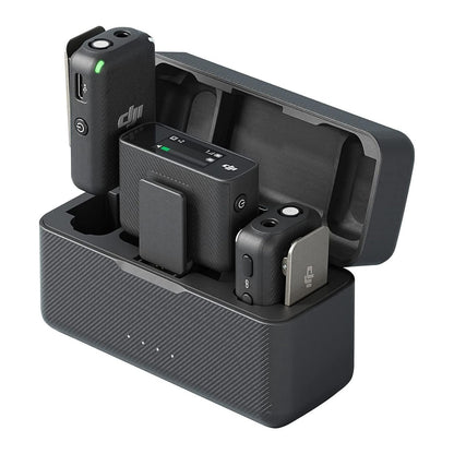 Wireless Lavalier Microphone System with 2 Transmitters, Receiver and Charging Case