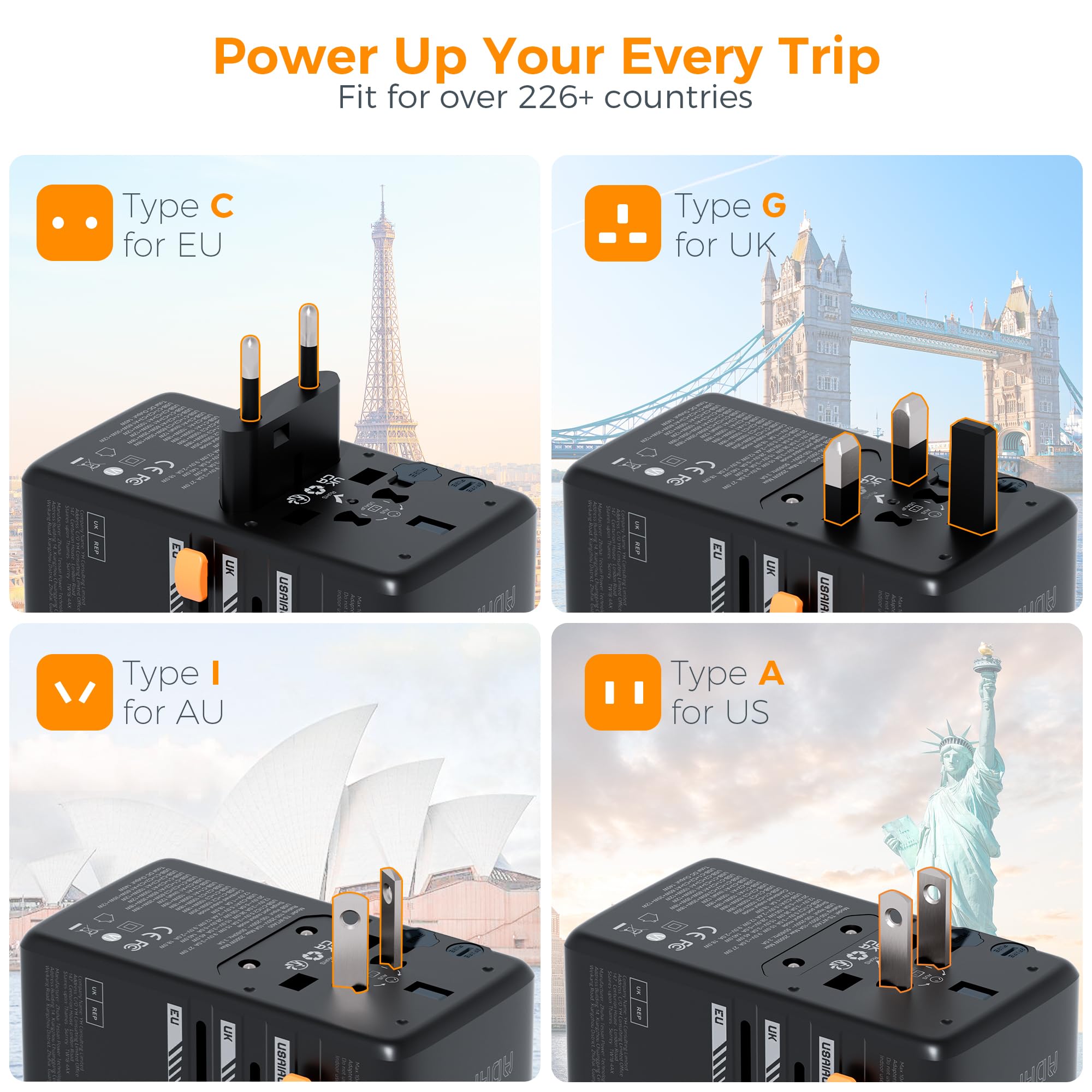 Tessan Universal Travel Adapter Type C/G/A/I 1 4 powerconverter