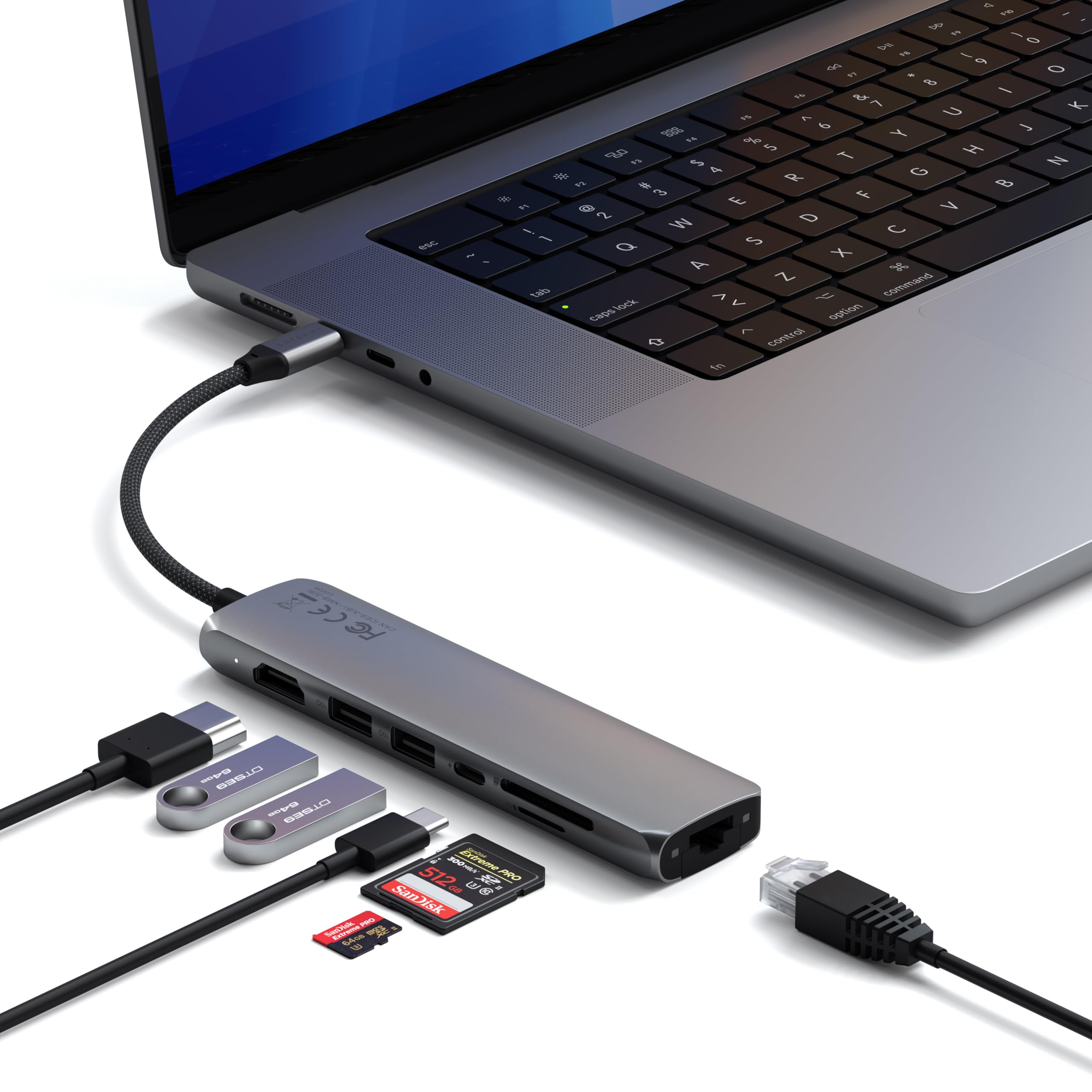 USB-C Slim Multiport Adapter with 4K HDMI, Ethernet and 60W PD Charging