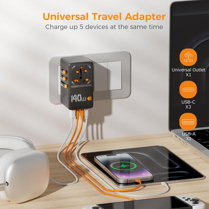 Tessan Universal Travel Adapter Type C/G/A/I 1 4 powerconverter