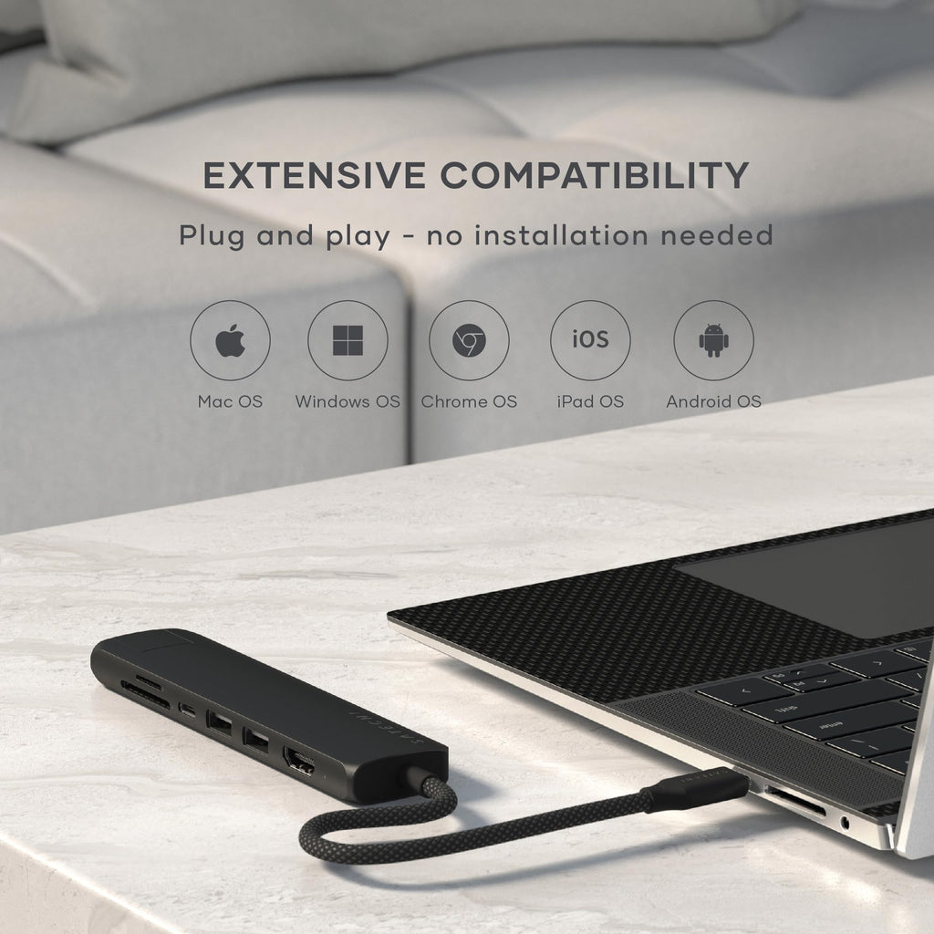 USB-C Slim Multiport Adapter with 4K HDMI, Ethernet and 60W PD Charging